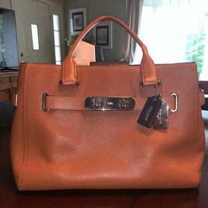 Coach Brown Pebble Leather Hand Bag